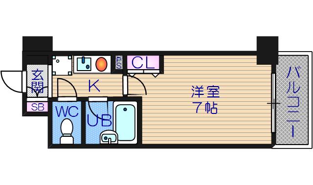 エスリード松屋町(1K/6階)の間取り写真