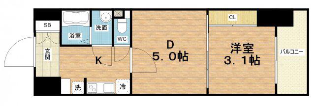 プランドール新大阪(1DK/7階)の間取り写真