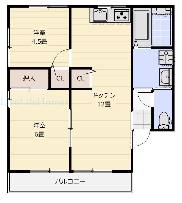 リブライフ大原(2LDK/1階)の間取り写真