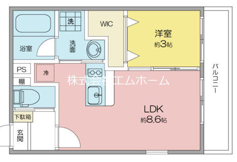 ジュネス豊田(1LDK/1階)の間取り写真