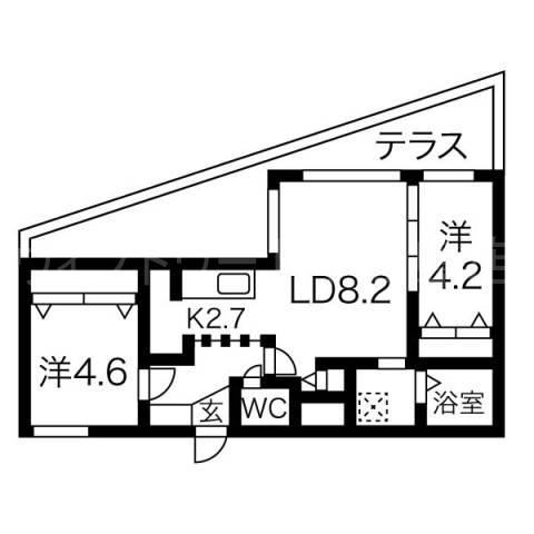 ラヴィ菊水(2LDK/1階)の間取り写真