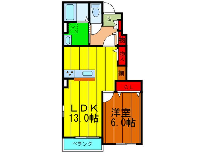 グラン シエル 星田(1LDK/1階)の間取り写真