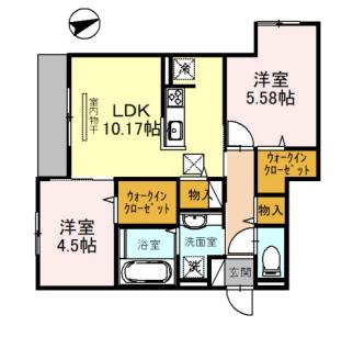 D-ROOM北斎(2LDK/1階)の間取り写真