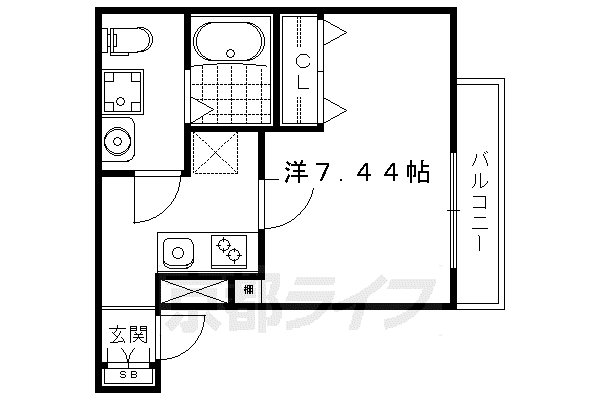 GRANGE京都円町(1K/1階)の間取り写真