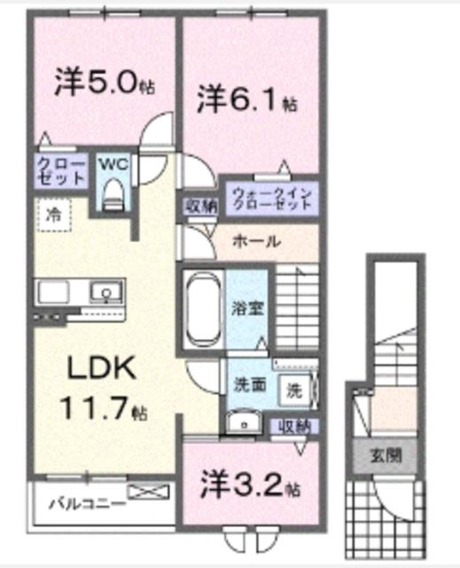 ジリエット(3LDK/2階)の間取り写真