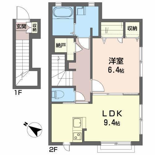 シャーメゾンヴェッセル(1LDK/2階)の間取り写真
