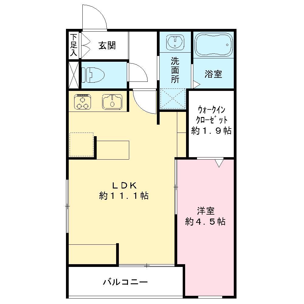 ベクヴェーム(1LDK/2階)の間取り写真