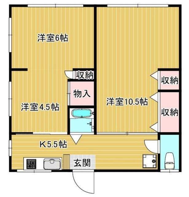 倉田荘(2K/2階)の間取り写真