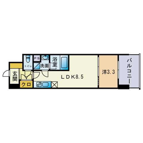 AIFLAT吉塚駅前(1LDK/4階)の間取り写真