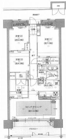 ヴェルディ西条センターコート(4LDK/6階)の間取り写真