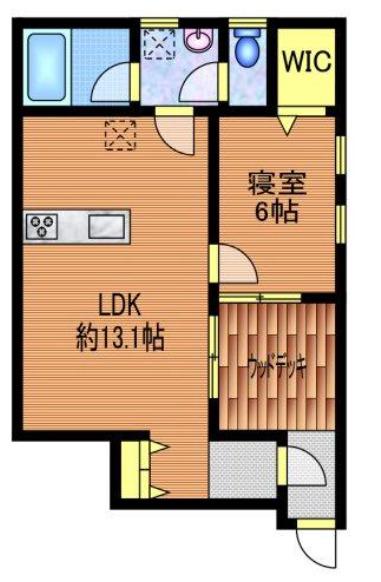 エコリビングステージ上北台(1LDK/1階)の間取り写真