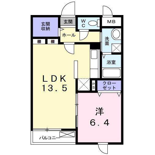 ヴァンベール御料(1LDK/2階)の間取り写真