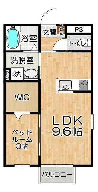 エスポワール二ノ宮(1LDK/1階)の間取り写真