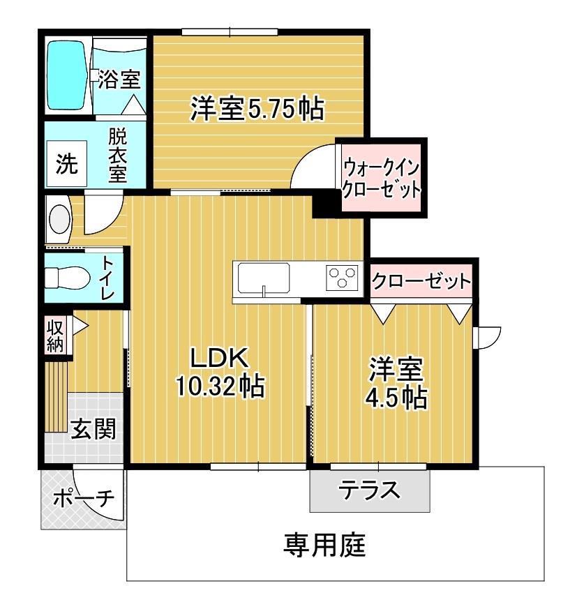 レジデンス宮下(2LDK/1階)の間取り写真