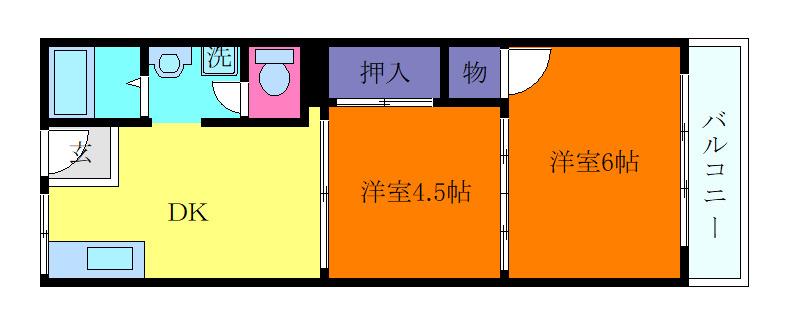 エルパラッツオ本山南(2DK/1階)の間取り写真