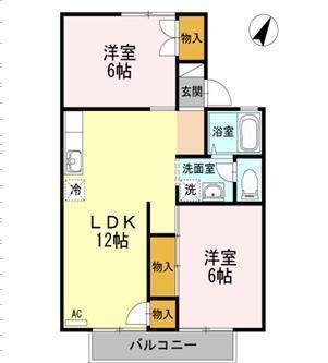 セジュールアイ(2LDK/2階)の間取り写真