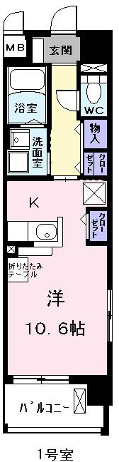 ラディナスティア(1K/5階)の間取り写真