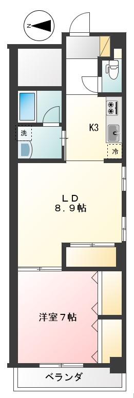 メゾンタケダ(1LDK/2階)の間取り写真