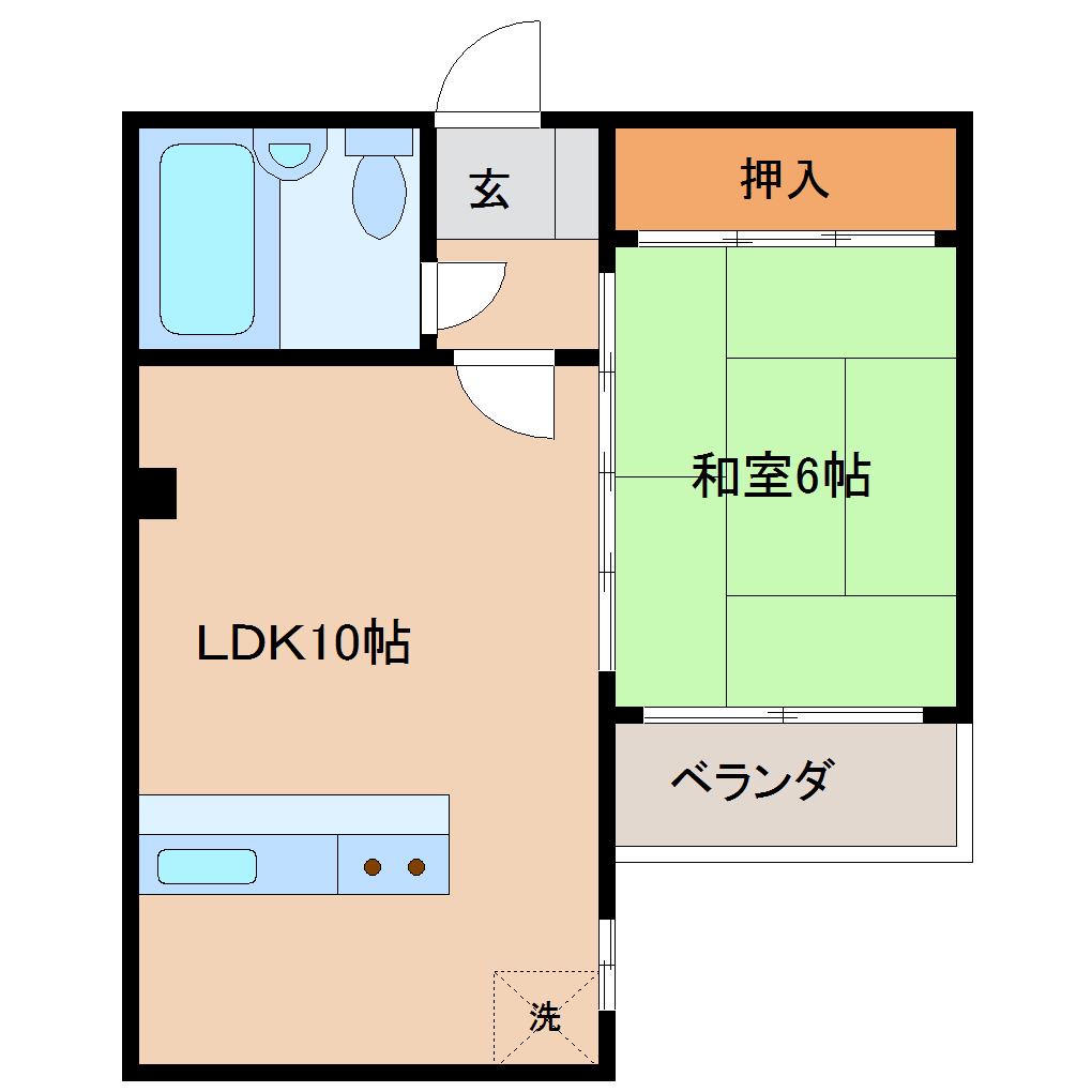 PIER辰巳(1LDK/4階)の間取り写真