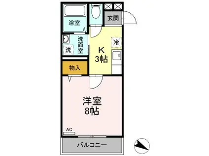 サンマリーノ(1K/2階)の間取り写真