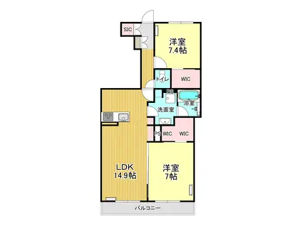 シャーメゾン岩沼中央(2LDK/2階)の間取り写真