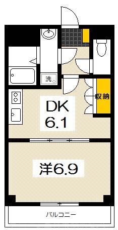 RIVERSIDE COURT(1DK/3階)の間取り写真