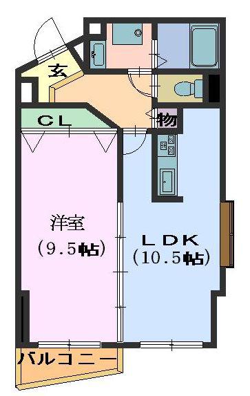 メビウスA.K(1LDK/6階)の間取り写真