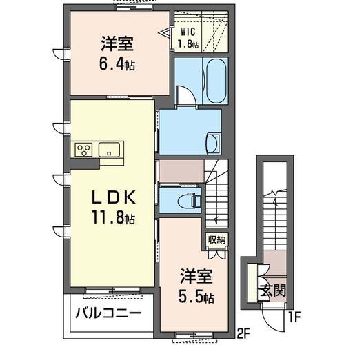 メゾンアイランド(2LDK/2階)の間取り写真