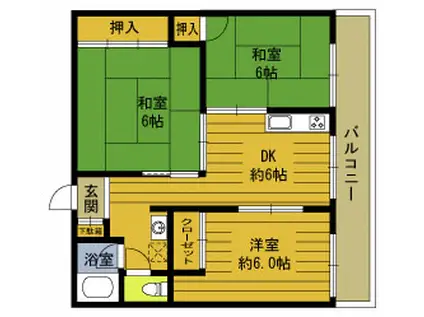 第2南セメントビル(3DK/3階)の間取り写真
