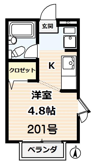 マイハイツ(ワンルーム/2階)の間取り写真