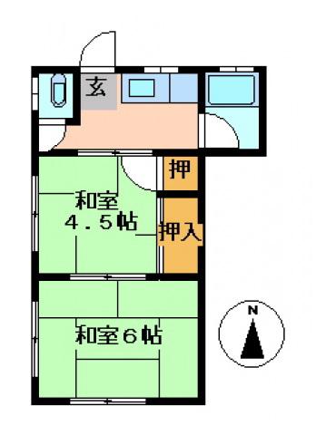 誠和荘(2K/2階)の間取り写真