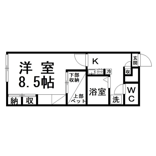 レオパレスバンフィー II(1K/1階)の間取り写真