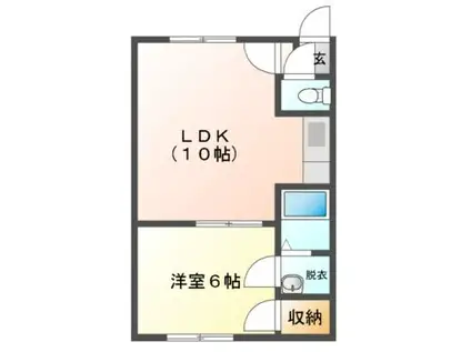 Mハイツ若草2(1LDK/1階)の間取り写真