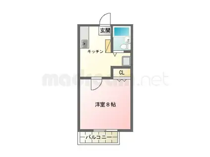 蓮見育英センターG棟(1K/1階)の間取り写真