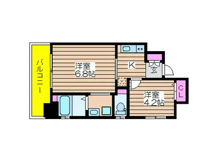 アモーレ ホンマチ ウエスト(2K/10階)の間取り写真
