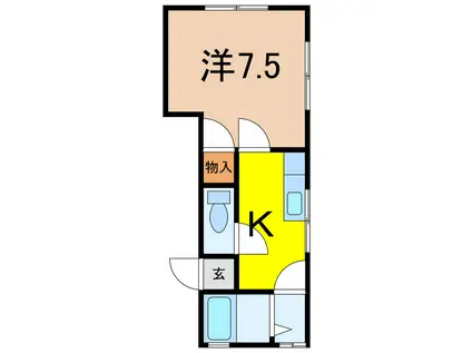 ハイクイーン(1K/2階)の間取り写真