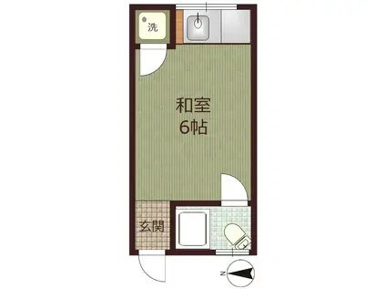 みどりハイツ(ワンルーム/2階)の間取り写真