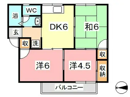 プレジール堀田 2号棟(3DK/2階)の間取り写真