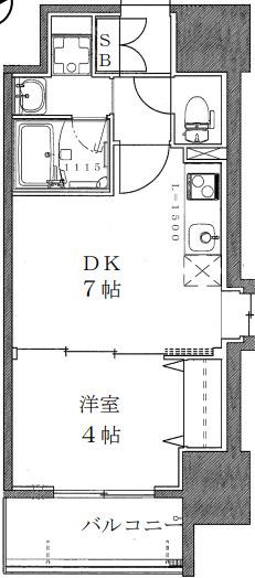 クリエイトビュー三宮磯上公園(1DK/3階)の間取り写真