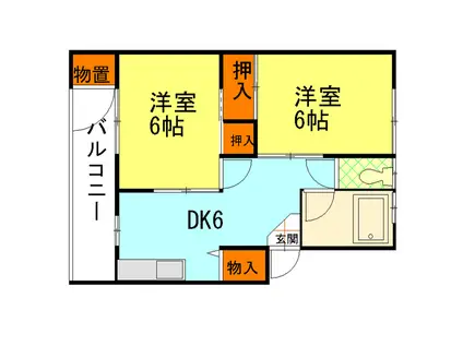 山下ハウス(2DK/3階)の間取り写真