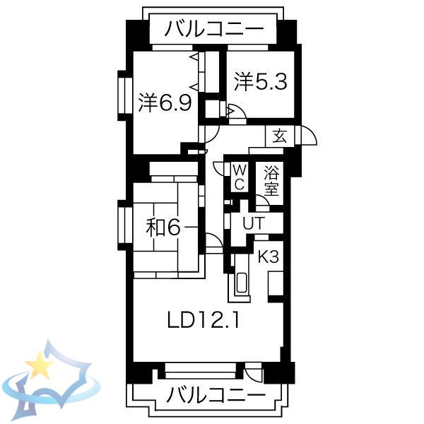 サンタの館裏参道(3LDK/11階)の間取り写真