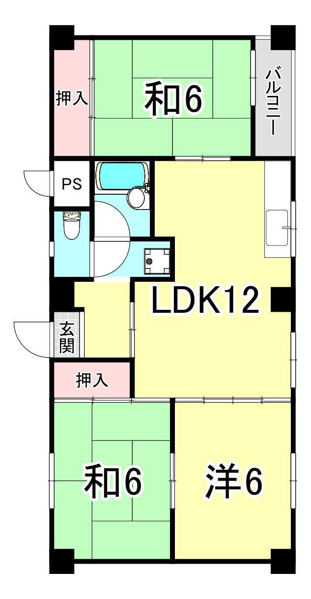 メゾン・ド・上高丸A棟(3LDK/2階)の間取り写真