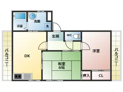 白洗舎ビル(2DK/3階)の間取り写真