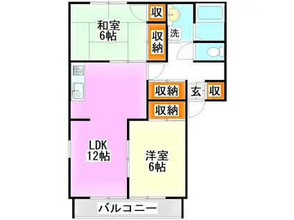 Pアーク24(2LDK/2階)の間取り写真