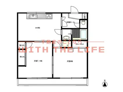 西田産業第6ビル(2LDK/4階)の間取り写真