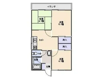 メゾンあずさ(3K/1階)の間取り写真