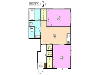 ファミーユ松原(2DK/1階)の間取り写真