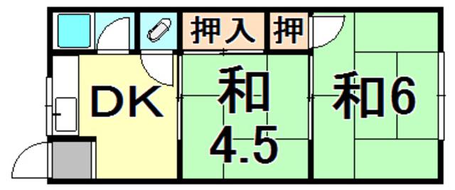 ハラトク荘(2K/1階)の間取り写真