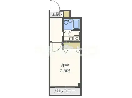 メロディーハイム夕陽丘(1K/12階)の間取り写真