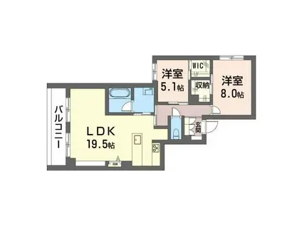 アウリスタ(2LDK/2階)の間取り写真